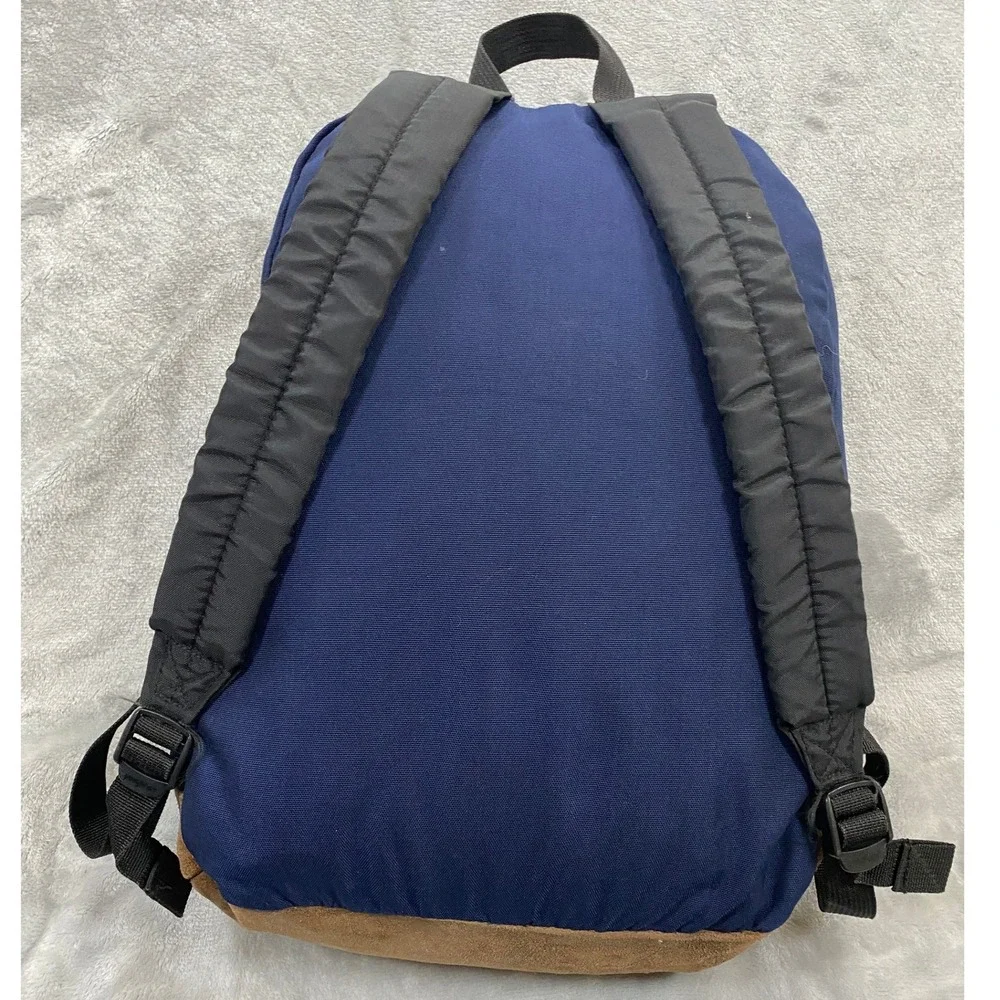 Vintage JanSport Suede Bottom Backpack Unisex Navy Blue 90s Original Right Pack